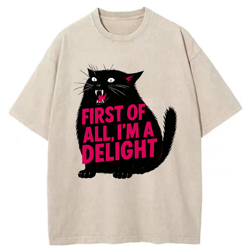 Magmoo Roaring Black Cat Washed T-Shirt-Magmoo