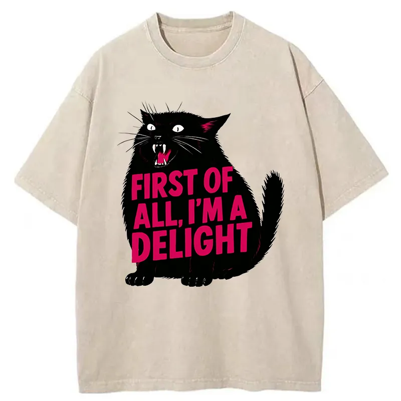 Magmoo Roaring Black Cat Washed T-Shirt-Magmoo