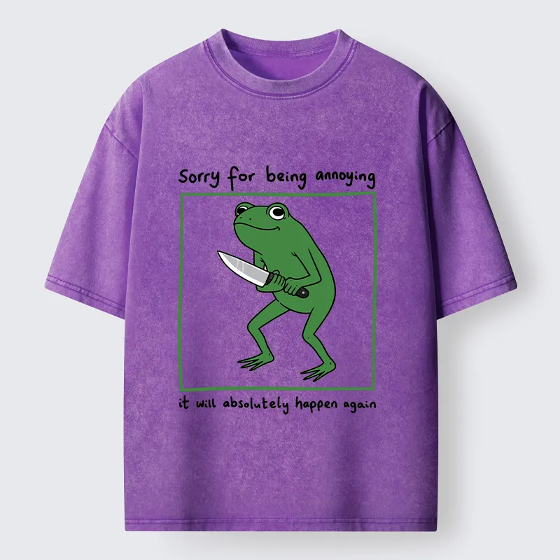 Magmoo Frog Holding A Knife Japan Washed T-Shirt