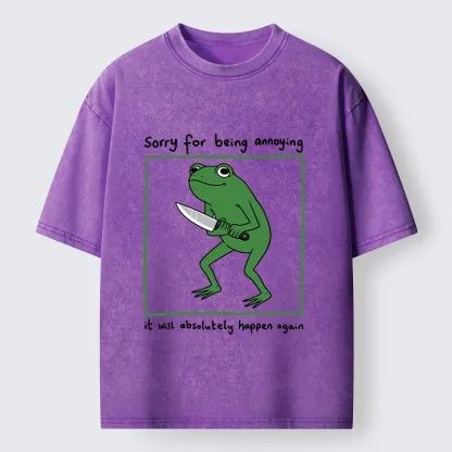 Magmoo Frog Holding A Knife Japan Washed T-Shirt