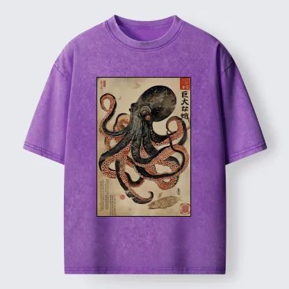 Magmoo Retro Octopus Painting Washed T-Shirt