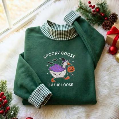 Merry Candy Cane Christmas Gingham Mockneck Sweatshirt