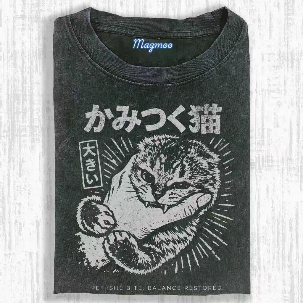 Vintage Biting Cat T-shirt
