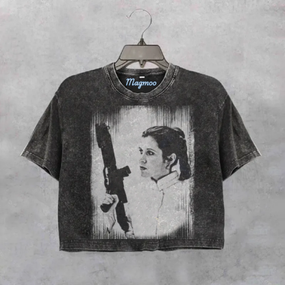 Retro Princess Leia Crop Shirt-Magmoo