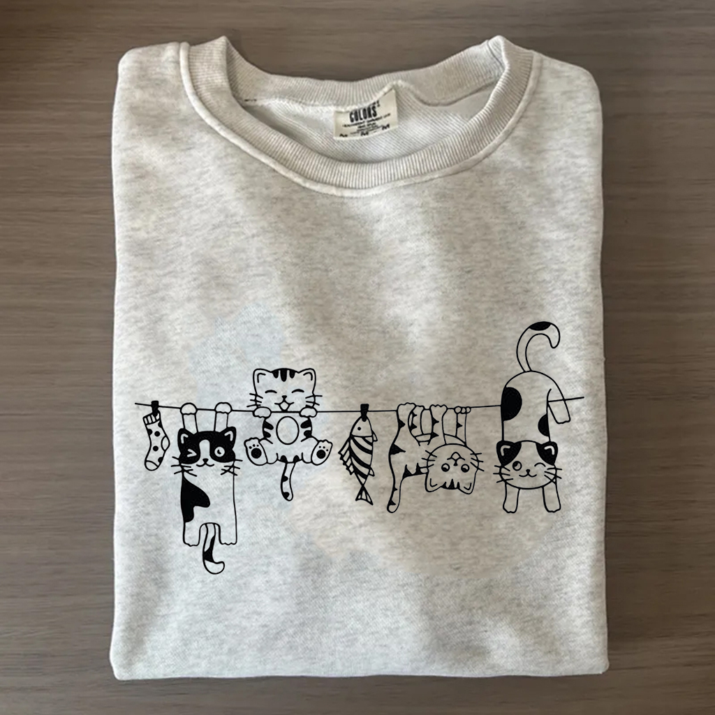 Funny Hanging Cats T-shirt-Magmoo