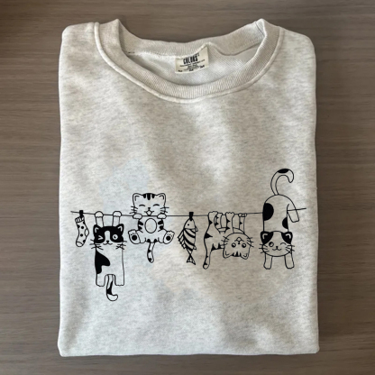 Funny Hanging Cats T-shirt-Magmoo