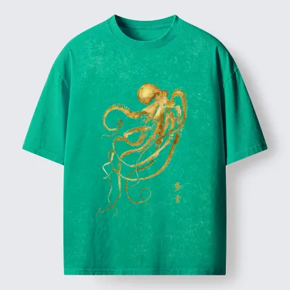 Magmoo Japan Octopus Ink Painting Washed T-Shirt