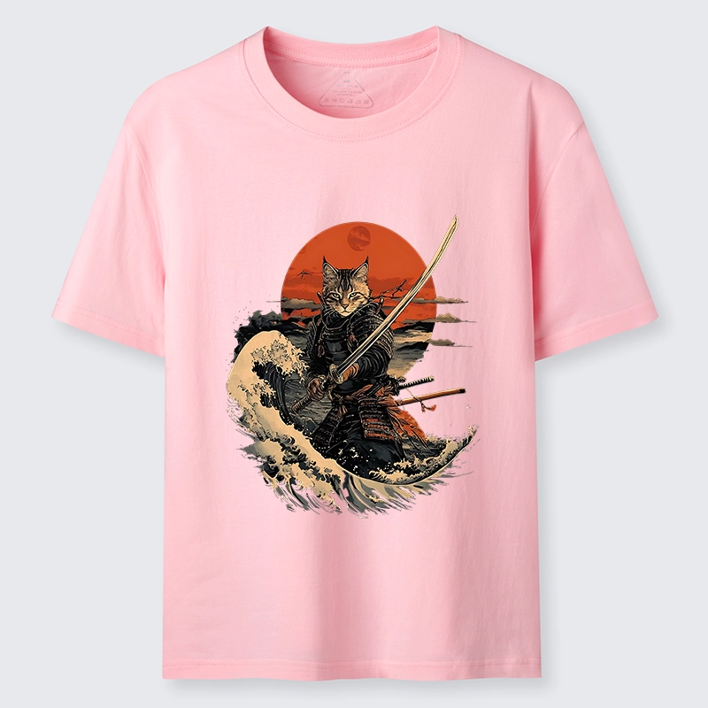Magmoo Handsome Cat Samurai Japanese Classic T-Shirt-Magmoo