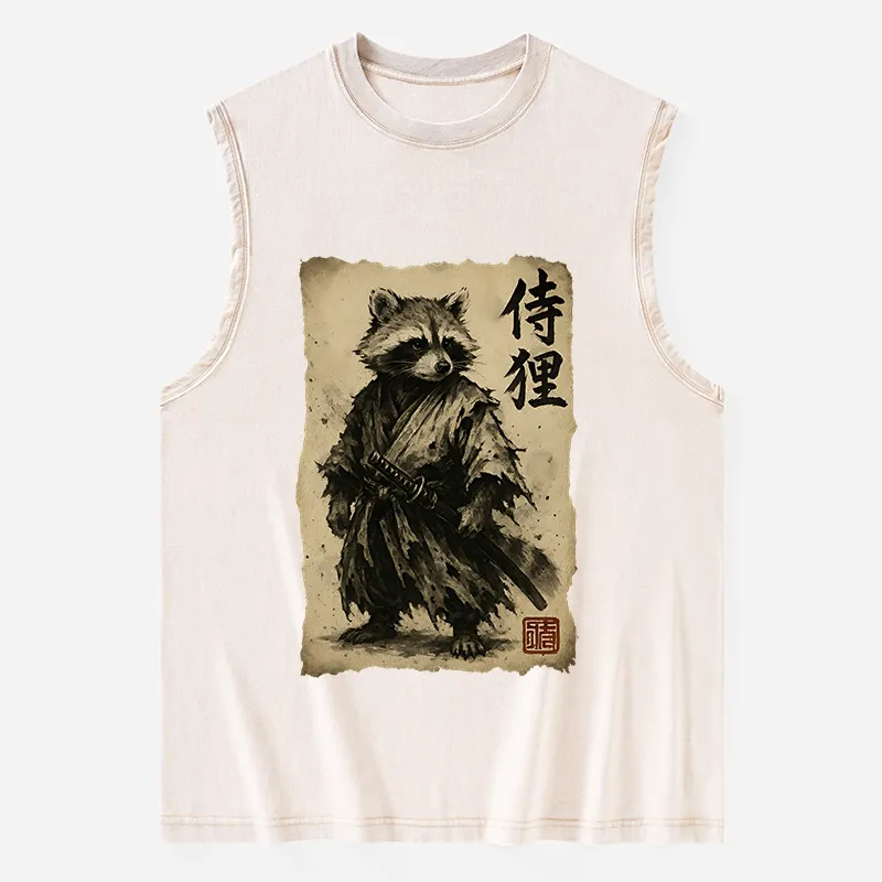 Magmoo Retro Raccoon Samurai Washed Tank