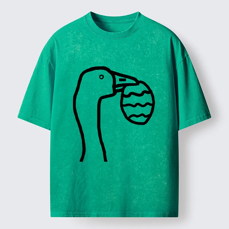 Magmoo Goose Carrying An Egg Washed T-Shirt-Magmoo