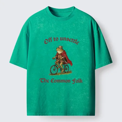 Magmoo Frog King Funny Washed T-Shirt-Magmoo