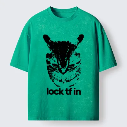 Magmoo Serious Cat Meme Washed T-Shirt-Magmoo