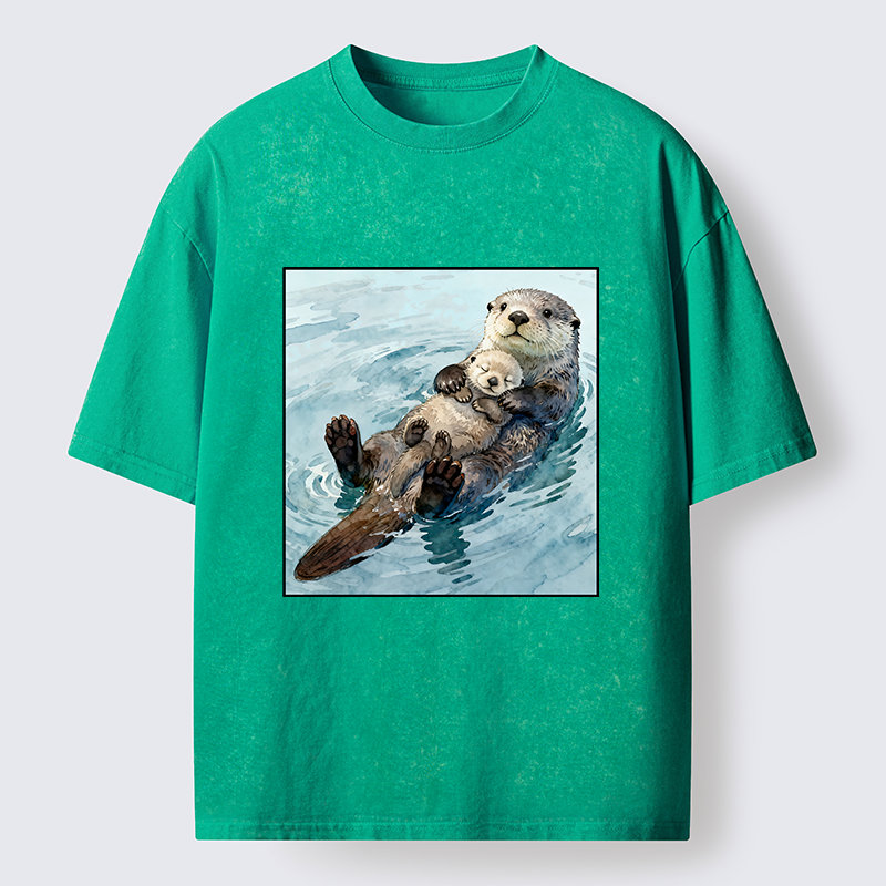Magmoo Adorable Sea Otters Washed T-Shirt-Magmoo