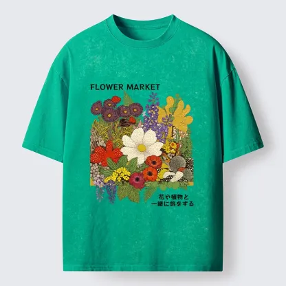 Magmoo Vintage Flower Market Blooms Washed T-Shirt-Magmoo