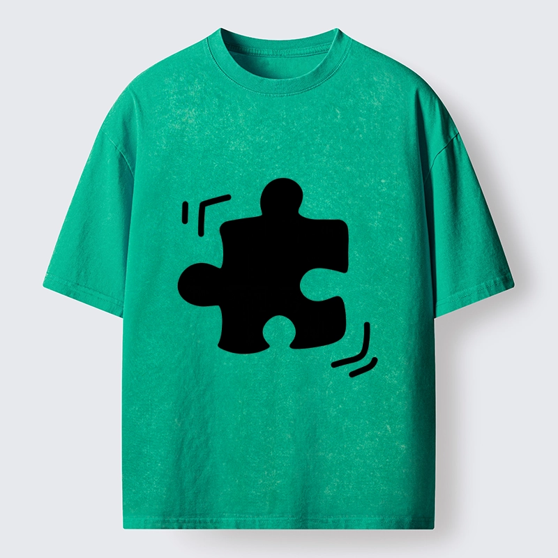 Magmoo Black Puzzle Piece Washed T-Shirt-Magmoo