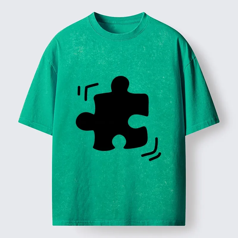 Magmoo Black Puzzle Piece Washed T-Shirt-Magmoo