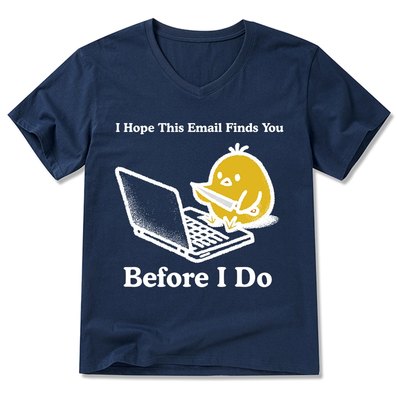 Magmoo Chicken Knife Email Meme V-Neck Classic T-Shirt-Magmoo