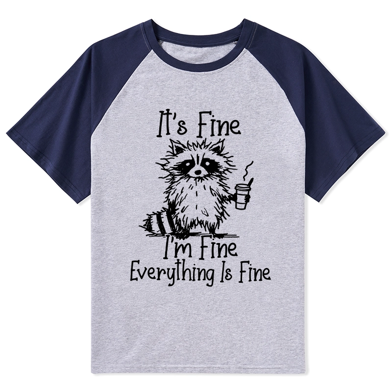 Magmoo Raccoon Fine Meme Raglan T-shirt