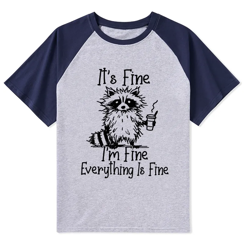 Magmoo Raccoon Fine Meme Raglan T-shirt