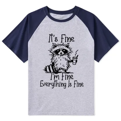 Magmoo Raccoon Fine Meme Raglan T-shirt