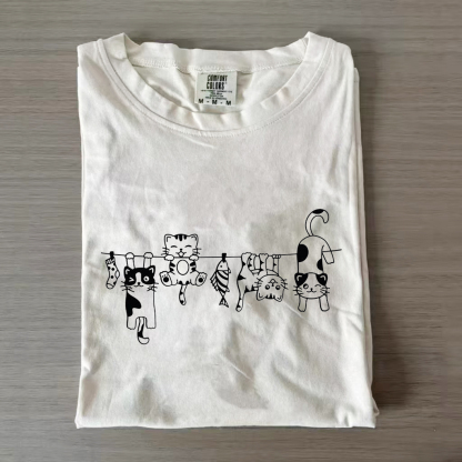 Funny Hanging Cats T-shirt-Magmoo