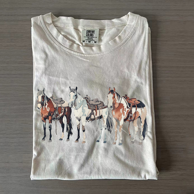 Cute Western Horses Comfort Colors T-shirt-Magmoo