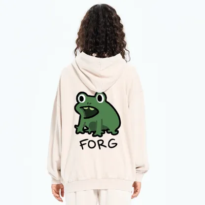 Magmoo Funny Forg Japan Washed Zip Hoodie