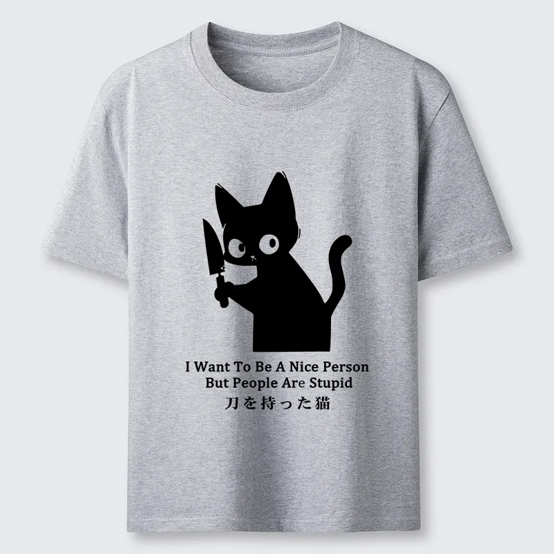 Magmoo Black Cat With A Knife Japan Classic T-Shirt