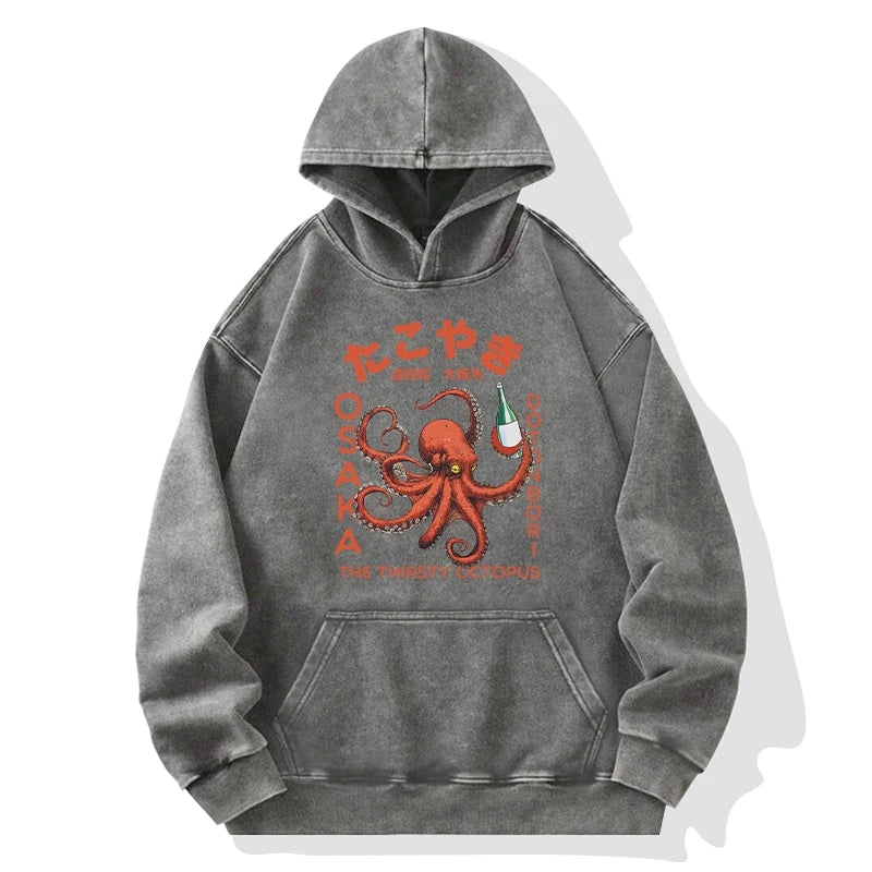 Magmoo Octopus Drinks Soju Washed Hoodie