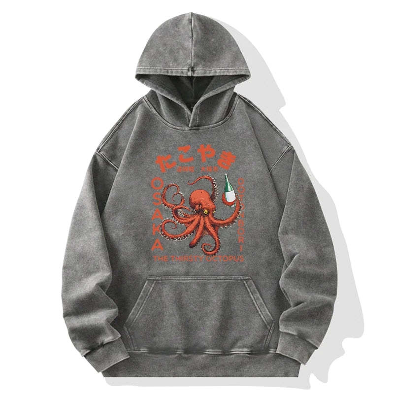 Magmoo Octopus Drinks Soju Washed Hoodie
