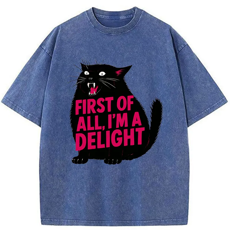 Magmoo Roaring Black Cat Washed T-Shirt-Magmoo