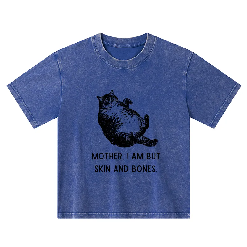 Magmoo Overweight Cat And Its Doting Owner Kids Washed T-Shirt