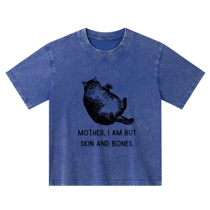 Magmoo Overweight Cat And Its Doting Owner Kids Washed T-Shirt