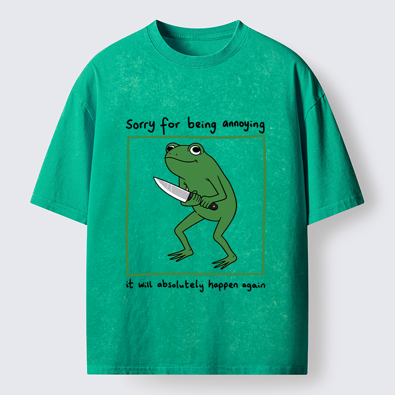 Magmoo Frog Holding A Knife Japan Washed T-Shirt