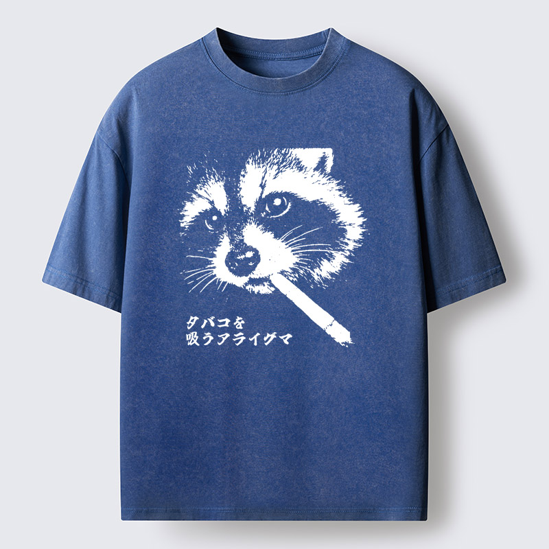 Magmoo Somking Raccoon Washed T-Shirt