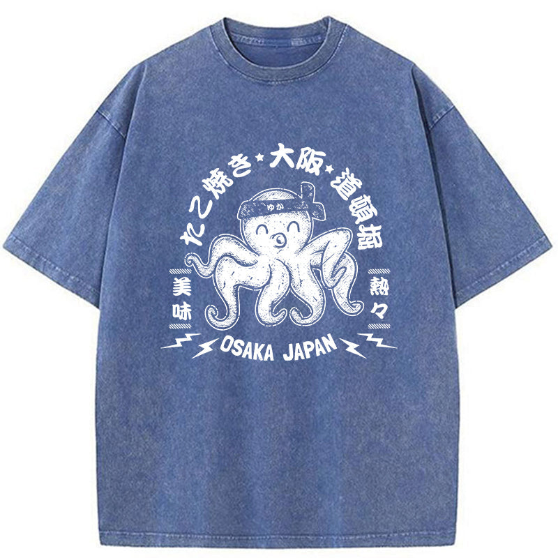 Magmoo Takoyaki Japanese Osaka Tako Octopus Washed T-Shirt