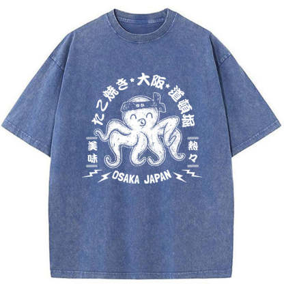 Magmoo Takoyaki Japanese Osaka Tako Octopus Washed T-Shirt