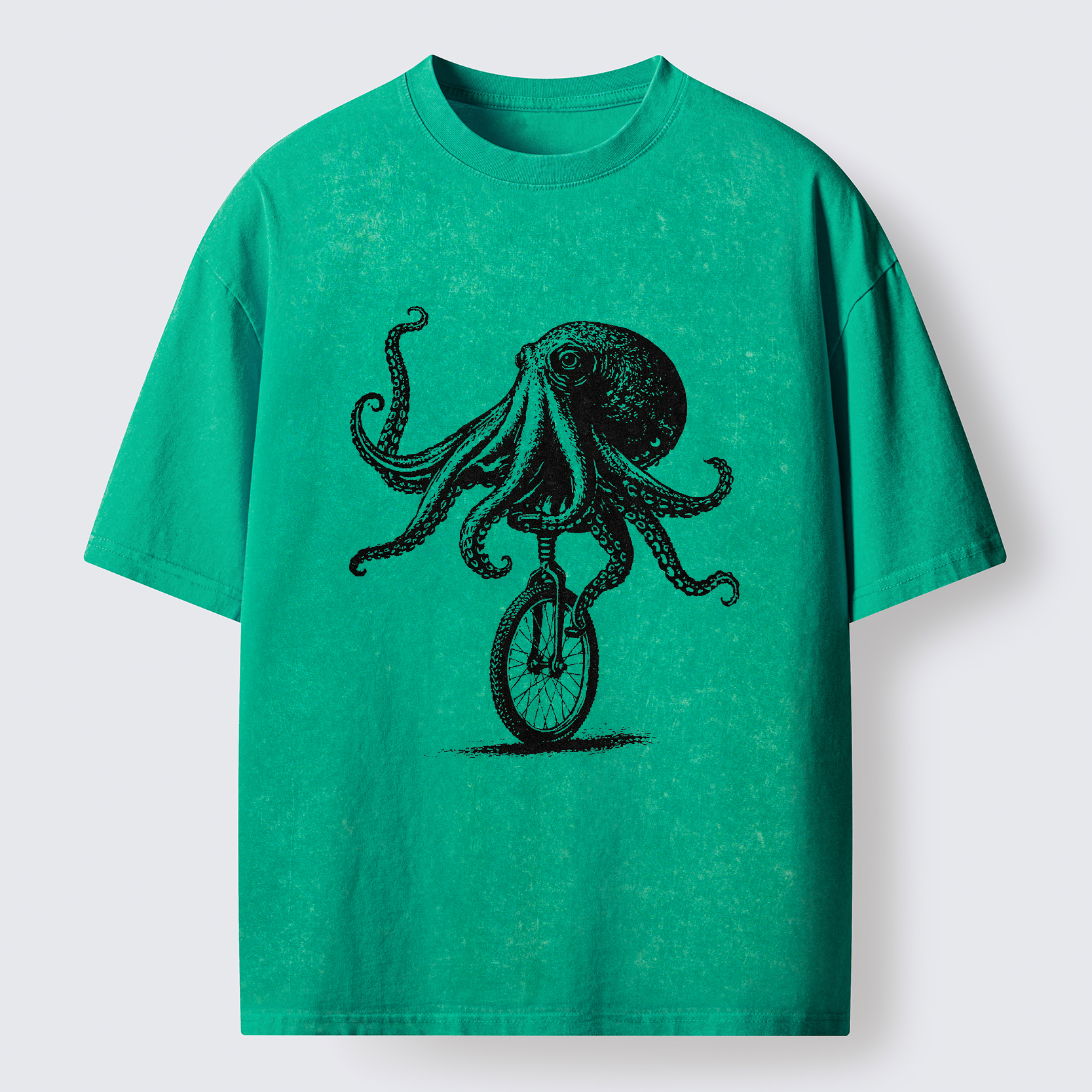 Magmoo Octopus On A Unicycle Washed T-Shirt