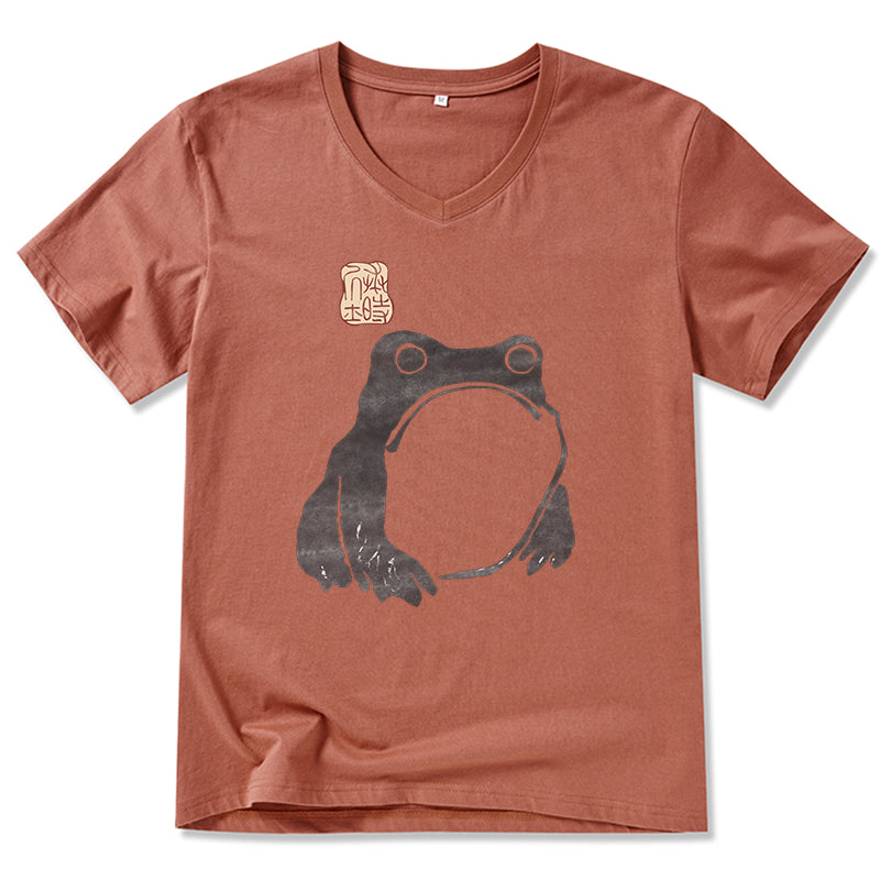 Magmoo Matsumoto Hoji Woodblock Print Frog V-Neck Classic T-Shirt