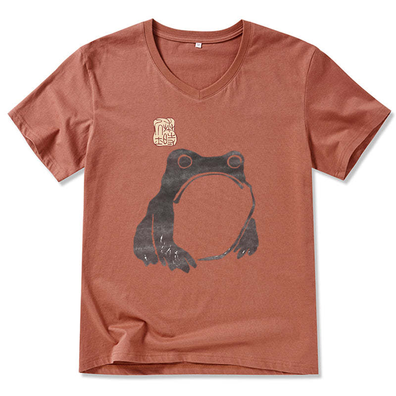 Magmoo Matsumoto Hoji Woodblock Print Frog V-Neck Classic T-Shirt