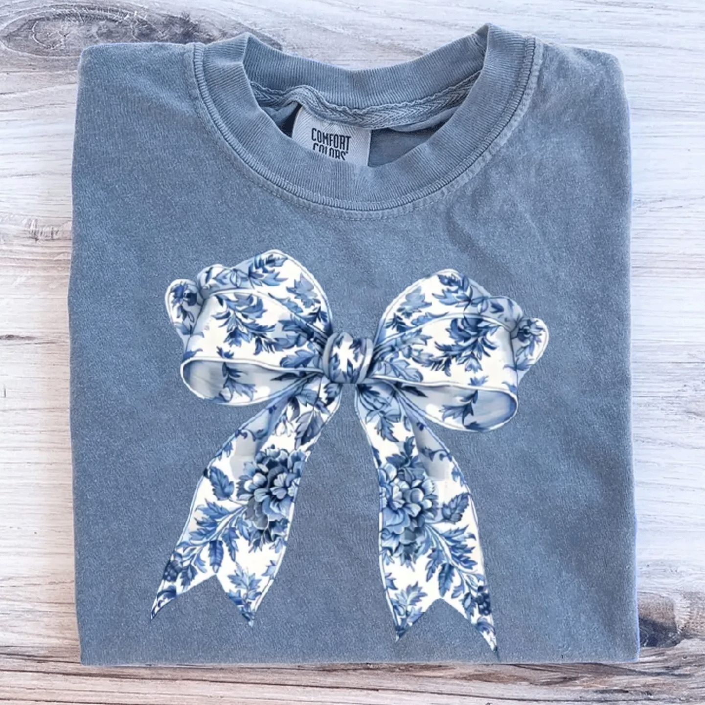 Comfort Colors Cute Blue Bow Trendy T-shirt/Sweatshirt-Magmoo
