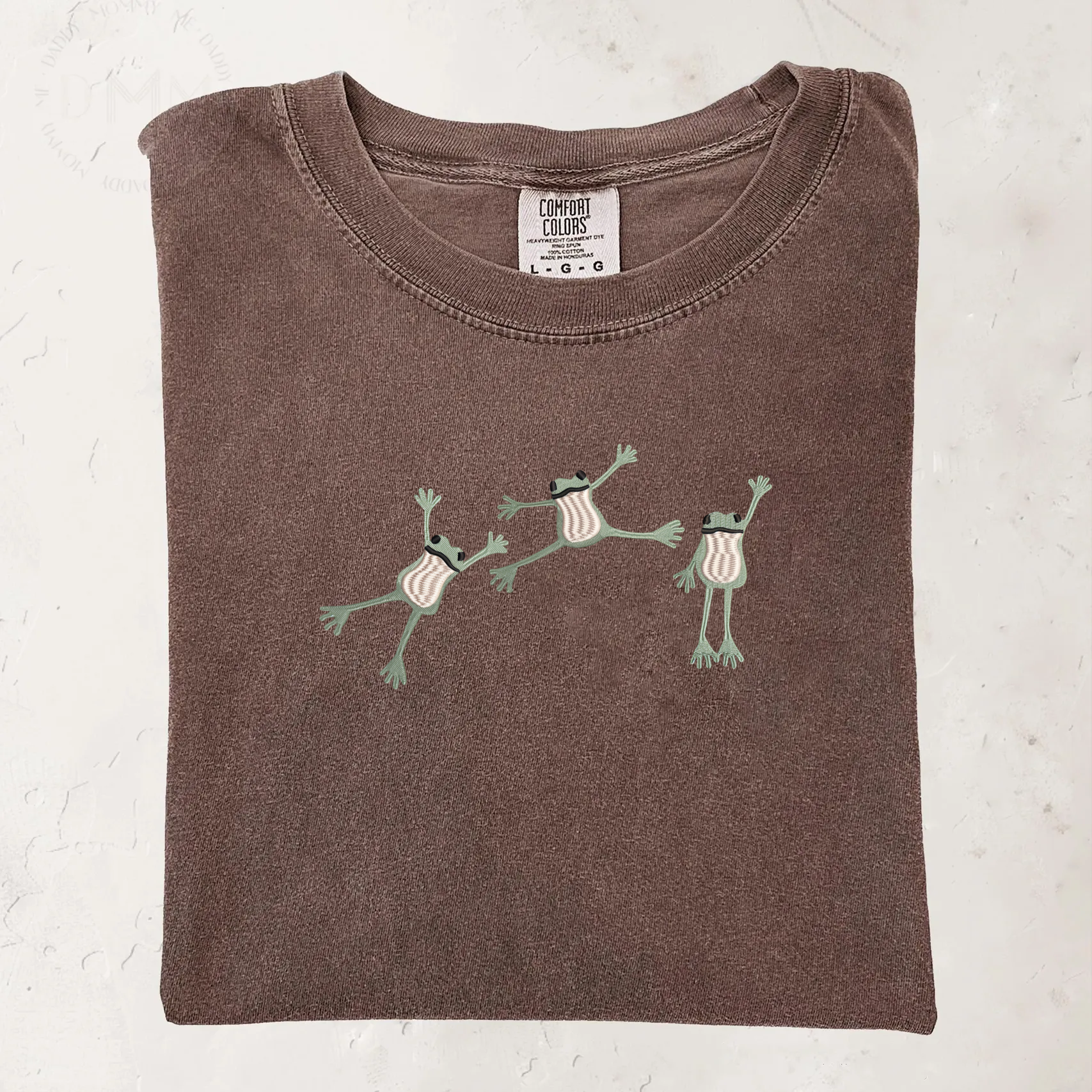 Comfort Colors Embroidered Funny Frog T-Shirt