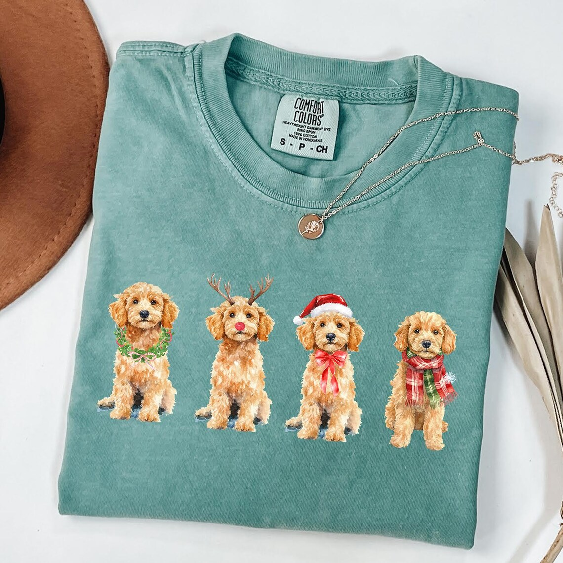 Comfort Color Christmas Goldendoodle T-shirt
