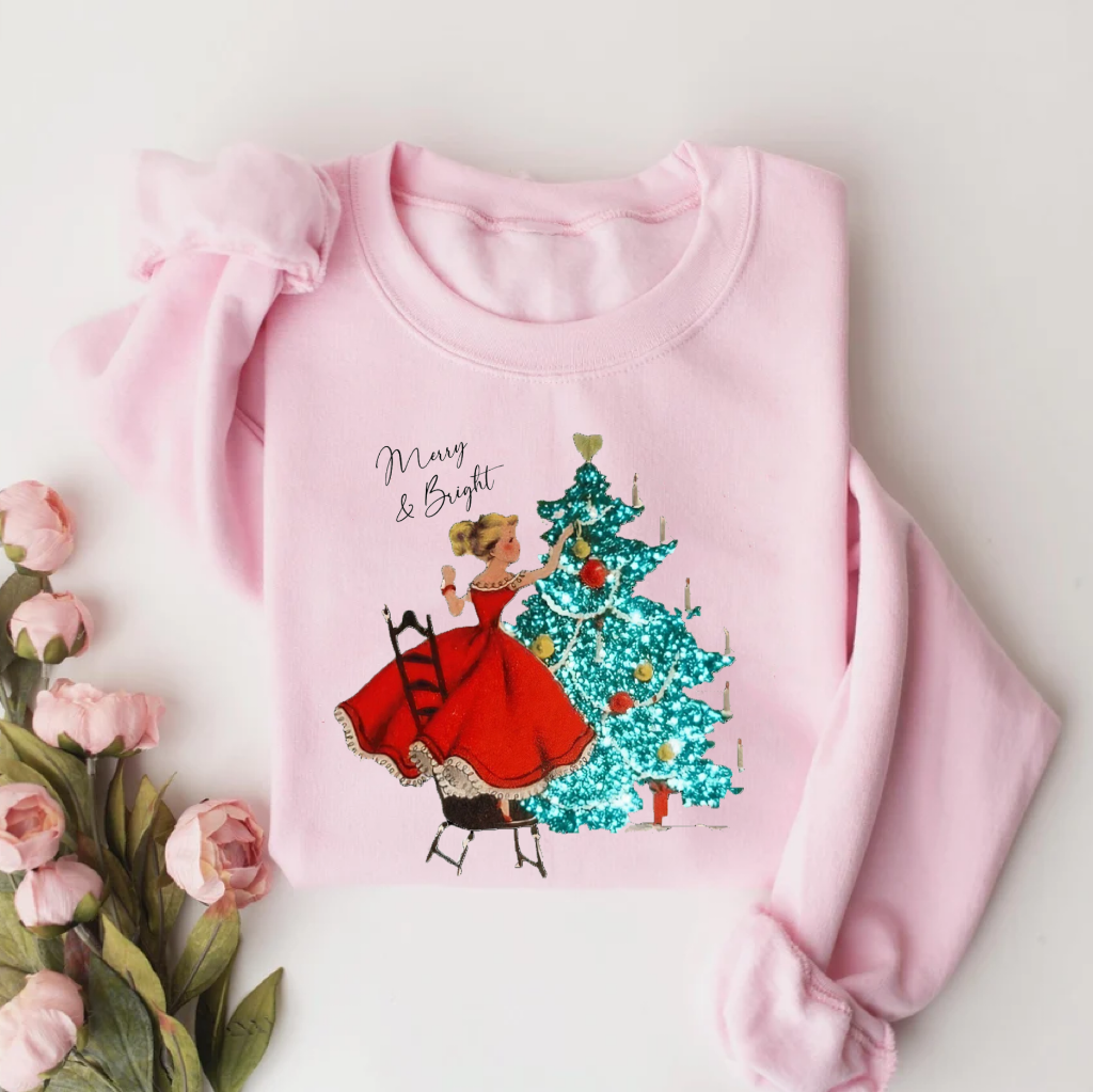 Vintage Christmas Girl New Year Vibe T-shirt/Sweatshirt