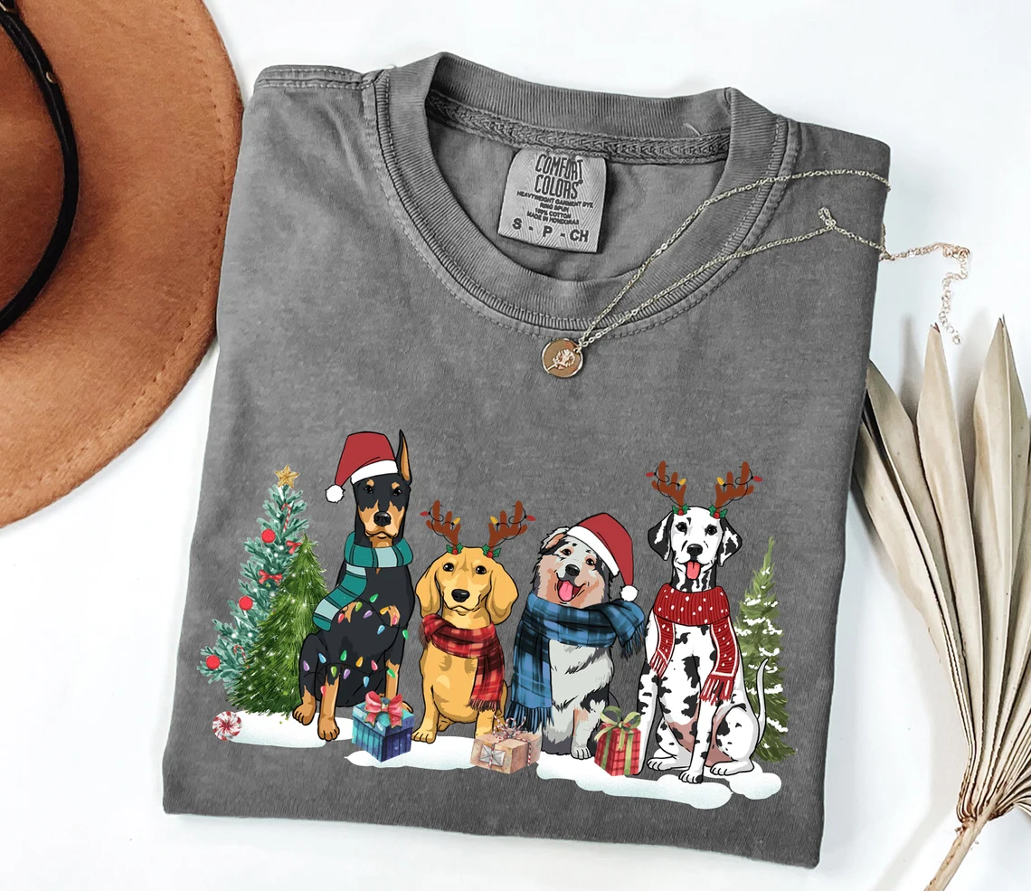 Comfort Color Christmas Dogs Dog Lover T-shirt