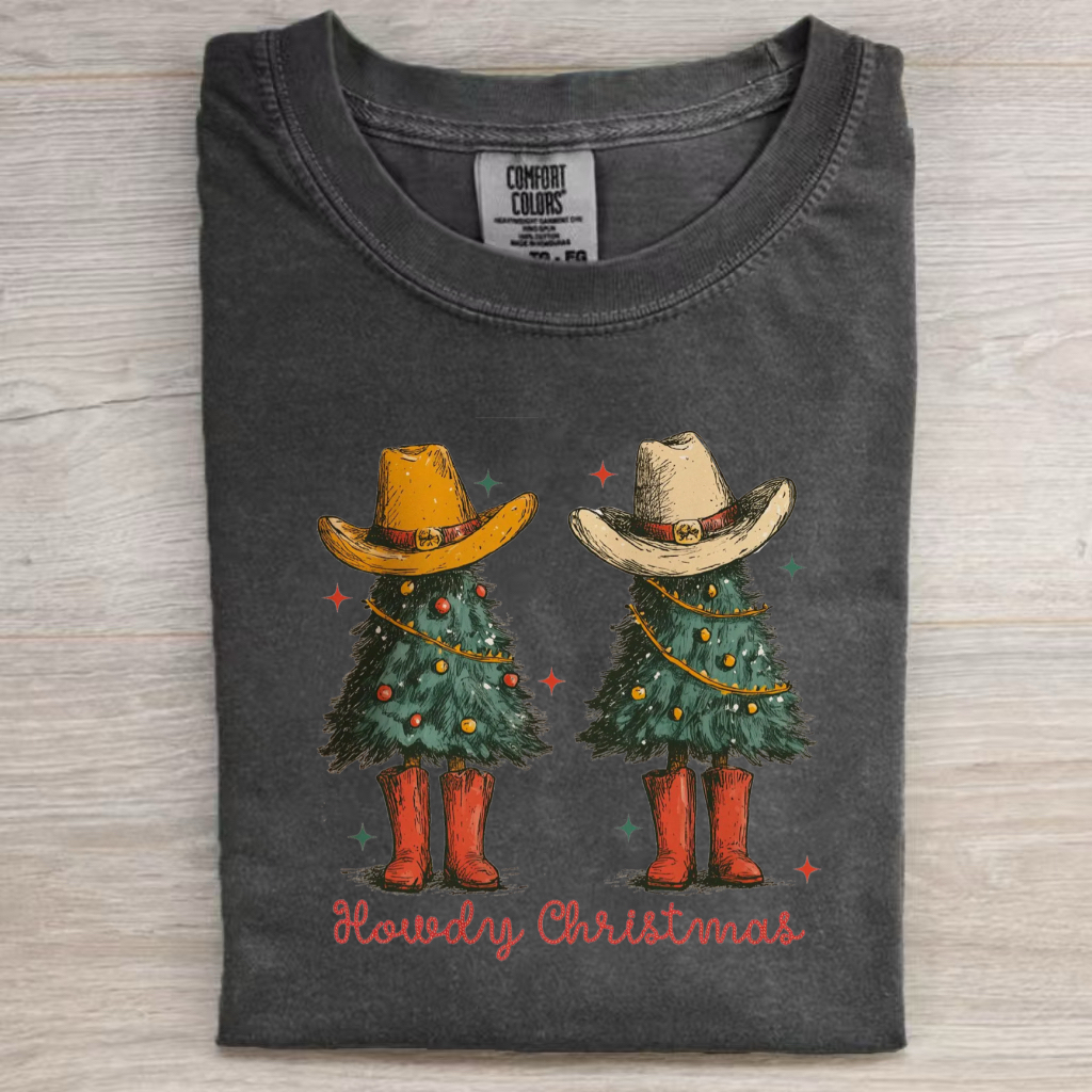 Retro Western Christmas Tree T-shirt