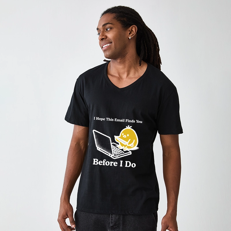 Magmoo Chicken Knife Email Meme V-Neck Classic T-Shirt-Magmoo
