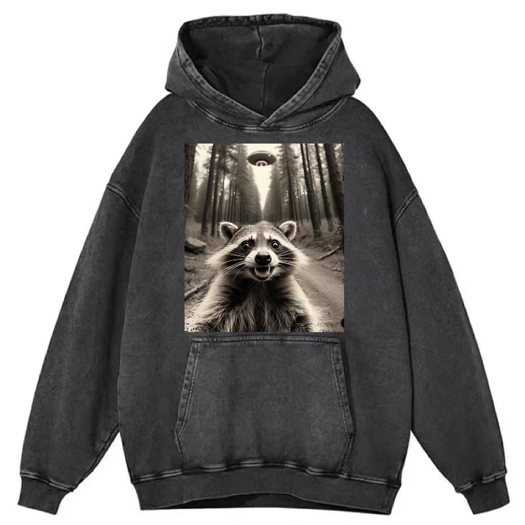 Funny Animal Selfie With UFO Art Acid Wash Shirt/Sweatshirt/Hoodie