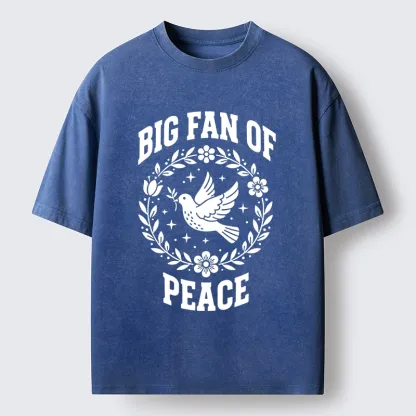 Magmoo Circle of Flower Peace Dove Washed T-Shirt-Magmoo