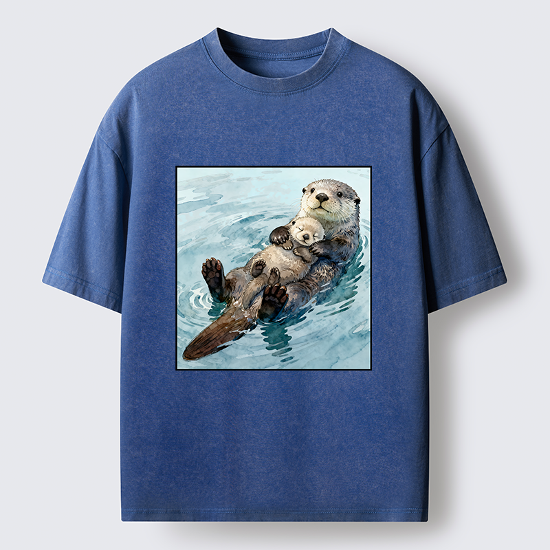 Magmoo Adorable Sea Otters Washed T-Shirt-Magmoo